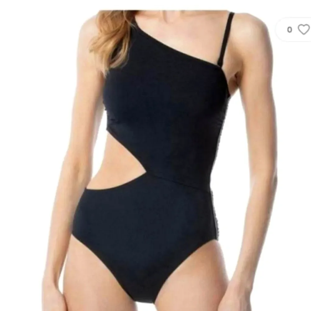 Micheal Kors Black Signature Logo Side Cutout Women's  One-piece swimsui…